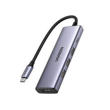 UGREEN HUB 5in1 Type-C to 3*USB 3.2 + HDMI 2.0 + SD card reader + TF card reader + USB Type-C PD 100W | CM511, Gray 15596 foto