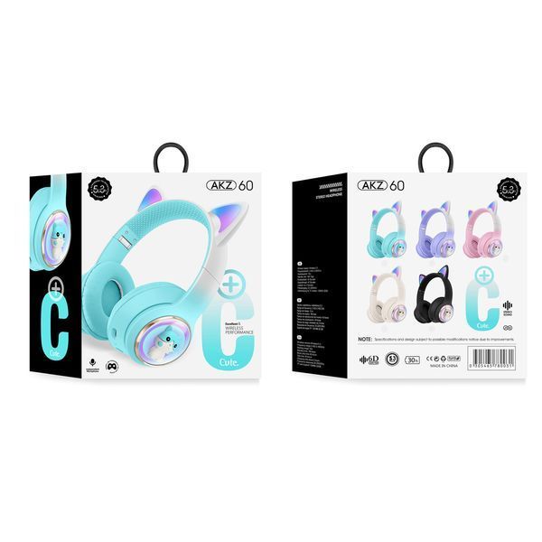 Musen Wireless Kids Headphones on ear AKZ-60 (Cat), Purple AKZ-60PRPL foto