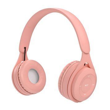 Накладные наушники-шлемы с микрофоном Bluetooth Macaron HiFi, розовые (поврежденная коробка) HMTWHMHPKDMG фото