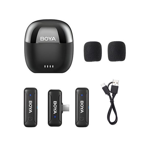 Boya Wireless Microphone 2.4GHz Dual-Channel System with Charging Case (BY-WM3T-U2), Type-C Jack, Black BY-WM3T-U2 foto