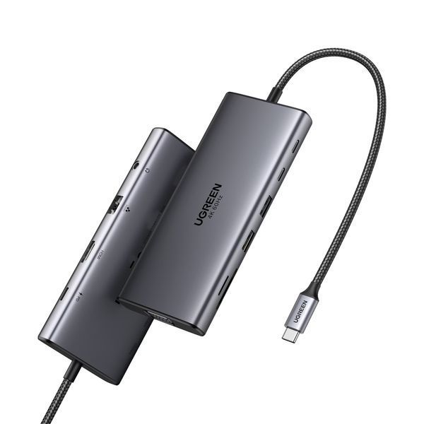 UGREEN HUB 11in1 Type-C к HDMI 4K@60Гц + VGA + 2*USB-C 3.2 + USB-A3.2 + USB-A3.0 + SD/TF + Gigabit RJ45 + 3,5 мм + PD 100 Вт | CM639 45520 фото