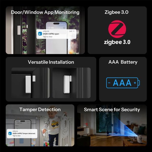 Sonoff Zigbee Smart Door/Window Sensor SenseGuard DW Gen2 SNZB-04PR2 6979033600140 foto