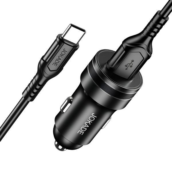 Автомобильное зарядное устройство Jokade 1*USB-A с кабелем USB-A до Type-C 18W JH040, черный JH040CCTYBK фото
