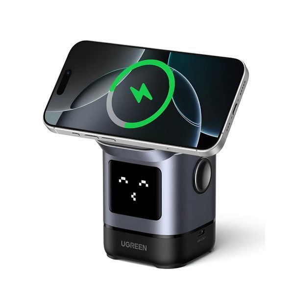 UGREEN Uno 2-in-1 Magnetic Wireless Charger 15W, Grey 45775 foto
