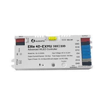 Gledopto Elite 4D-EXMU Advanced ESP32 WLED Digital LED Controller RGB/RGBW/RGBCCT with 4-output, LAN (GL-C-618WL), DC5~24V,max 15A output, max 800ICs GL-C-618WL foto