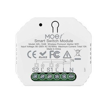 Moes Matter over Wi-Fi Mini Smart Switch Module 2 Gang 10A (Neutral Wire) MWM-104B-MS foto