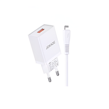Настенное зарядное устройство Jokade с кабелем USB-Lightning, один порт, 5A JB022, белый JKWCLI5AJB022WH фото